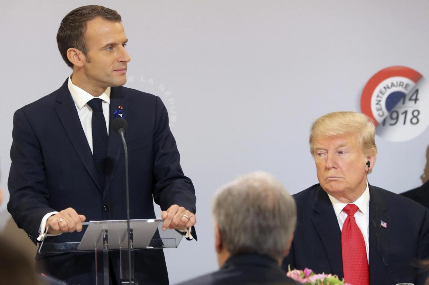 Ranskan presidentti Emmanuel Macron piti puheen viime sunnuntaina ensimmäisen maailmansodan päättymisen muistopäivänä Pariisissa ja Yhdysvaltain presidentti Donald Trump kuunteli.