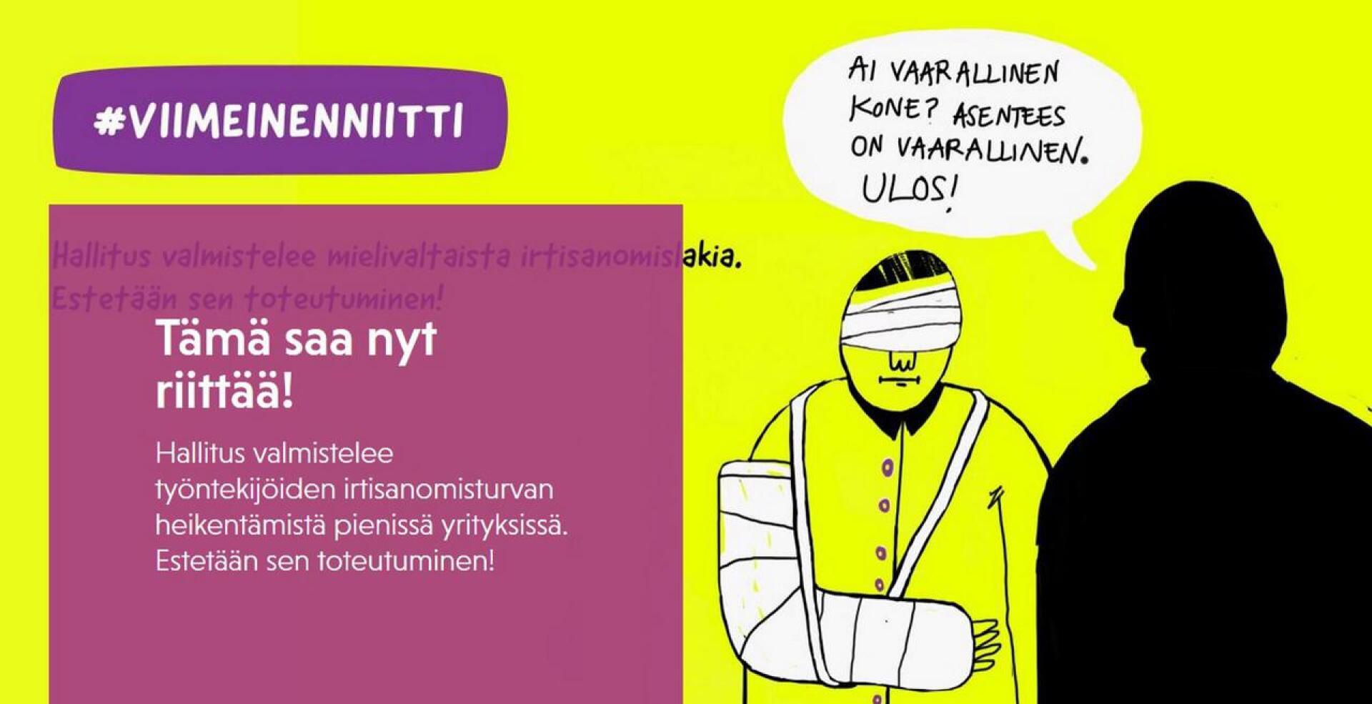 SAK:n Viimeinen niitti -mainoskampanja jatkuu kohutulla kuvalla verkkosivulla www.sak.fi/viimeinenniitti.