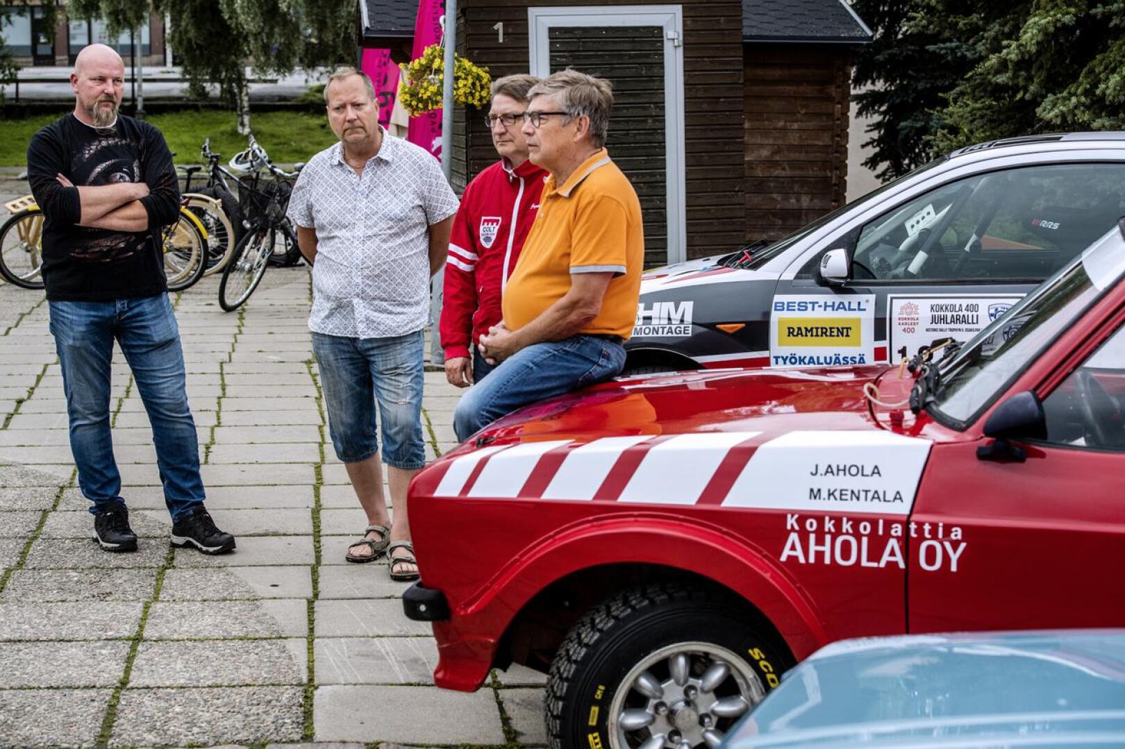 Anssi Räikkönen (oik.), Jyrki Lampela, Jarmo Pöntiskoski ja Jani Ahola ovat eri rooleissa mukana lauantain Kokkola-rallissa.