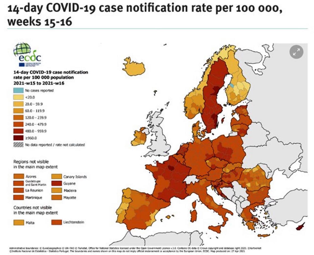 Euroopan paras. Keski-Pohjanmaalla on koko Euroopan paras koronavirustilanne Tartuntatautivirasto ECDC:n tilastojen mukaan.
