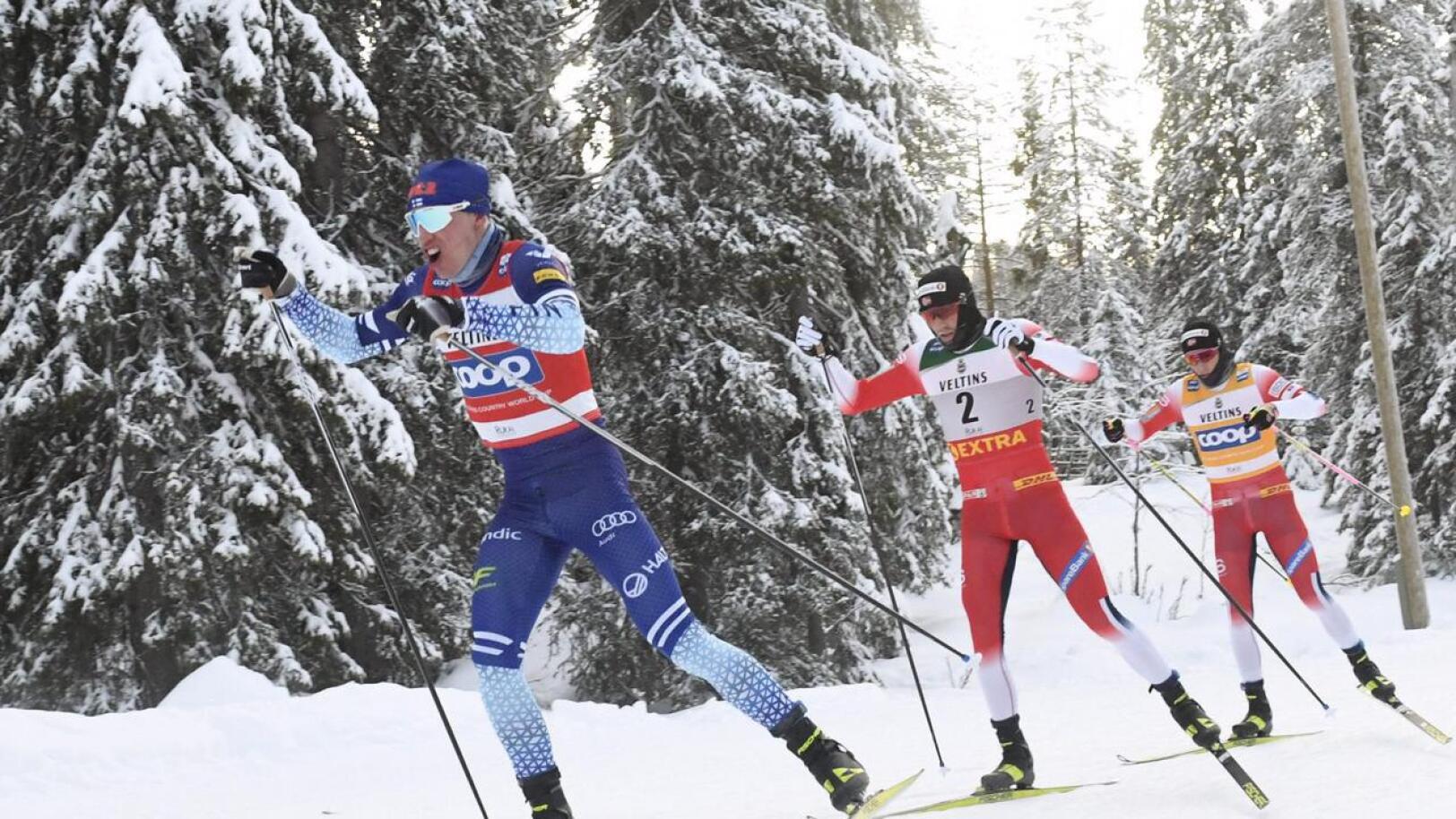 Iivo Niskanen veti letkaa, mutta lopussa Emil Iversen ja Johannes Hösflot Kläbo jättivät suomalaisen kolmanneksi.