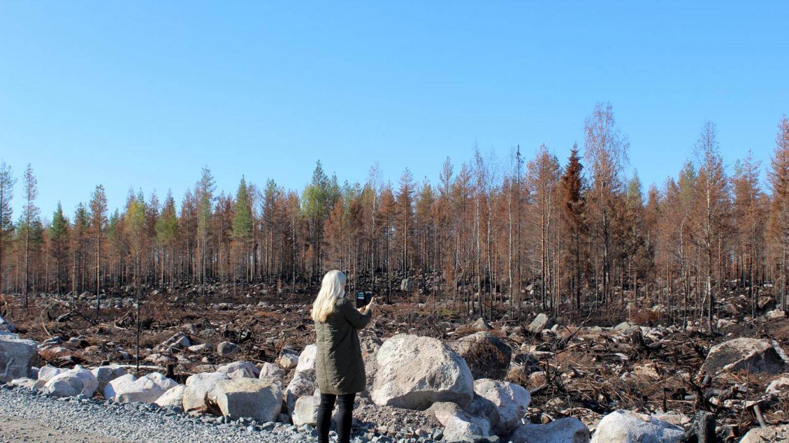 Kalajoen metsäpalon syttymissyytä tutkitaan. Palopaikalla kävi maisemaa kuvaamassa myös sisäministeri Maria Ohisalo.