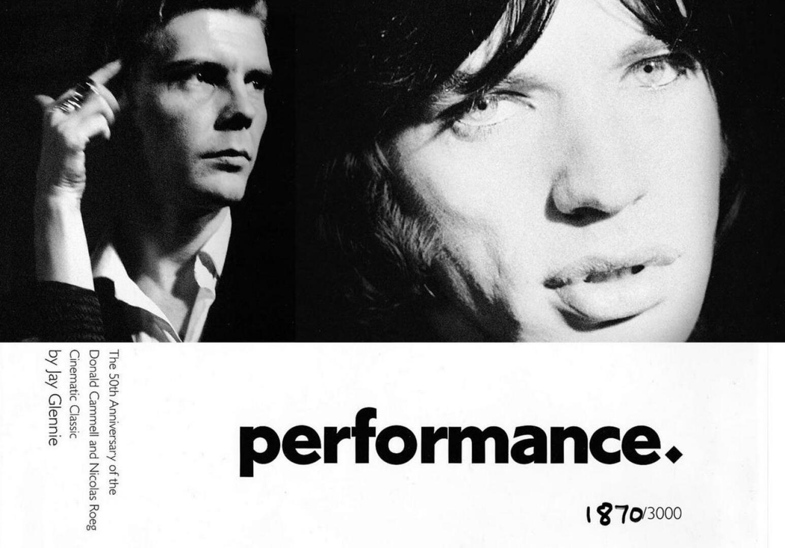 Performance-juhlakirjan kuvitusta. Mick Jagger jätti jälkensä filmille James Foxin kanssa vuonna 1968.