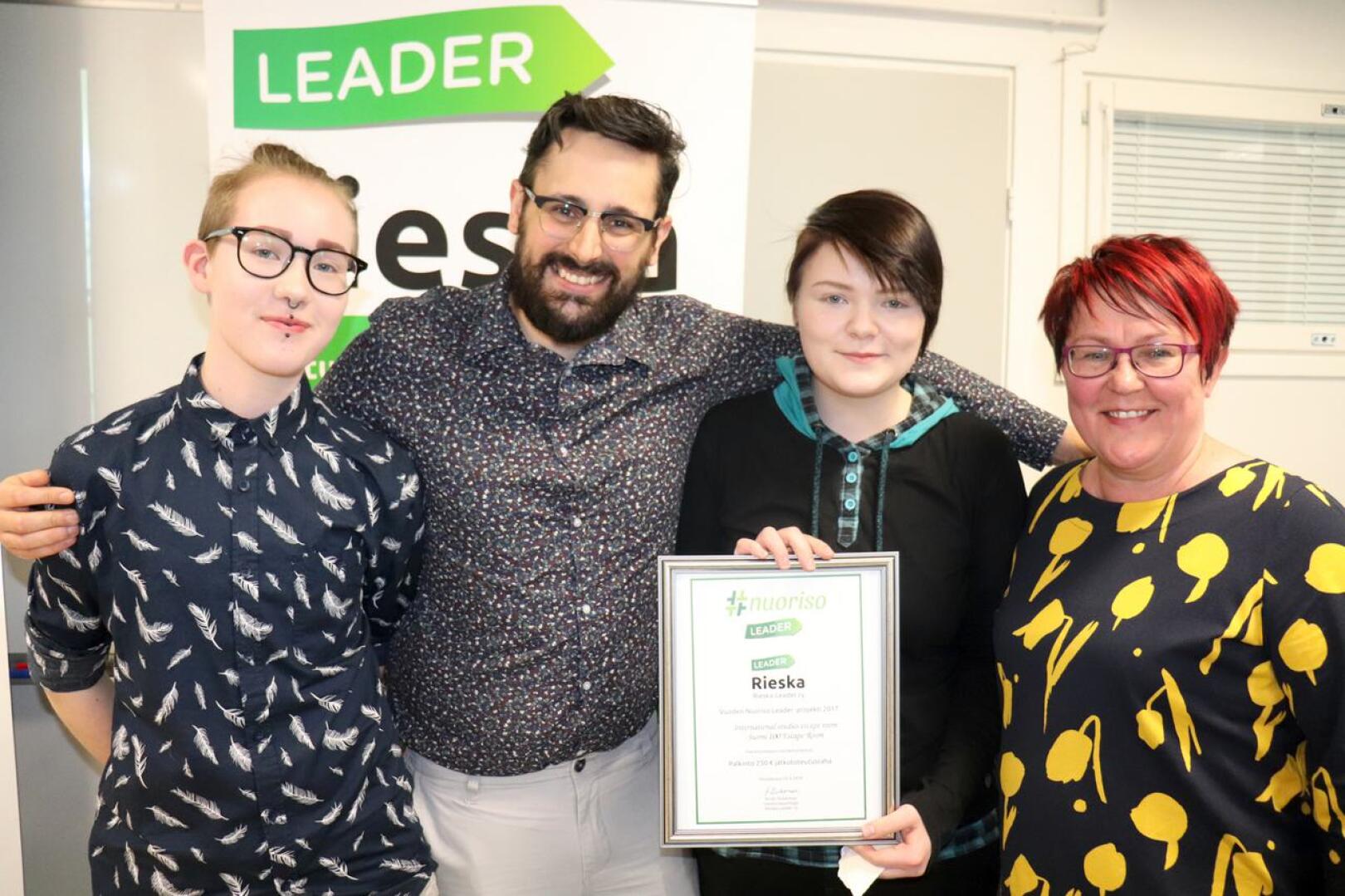 Escape Room palkittiin Rieska-Leaderin Vuoden 2017 Nuoriso Leader -projektina. 