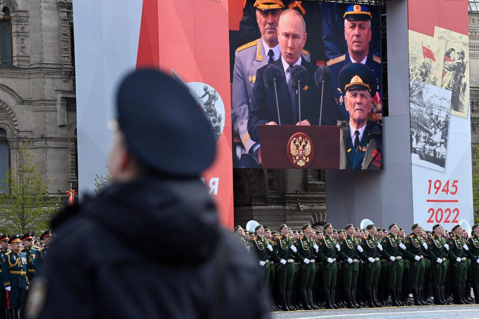 Putinin puhetta seurattiin Moskovan keskustassa.